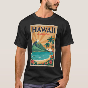 ハワイ火山イラスト旅行アートヴィンテージ Tシャツ