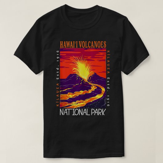 ハワイ火山国立公園キラウア火山ヴィン Tシャツ (デザイン正面)