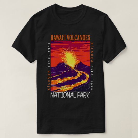 ハワイ火山国立公園キラウア火山ヴィン Tシャツ (デザイン正面)