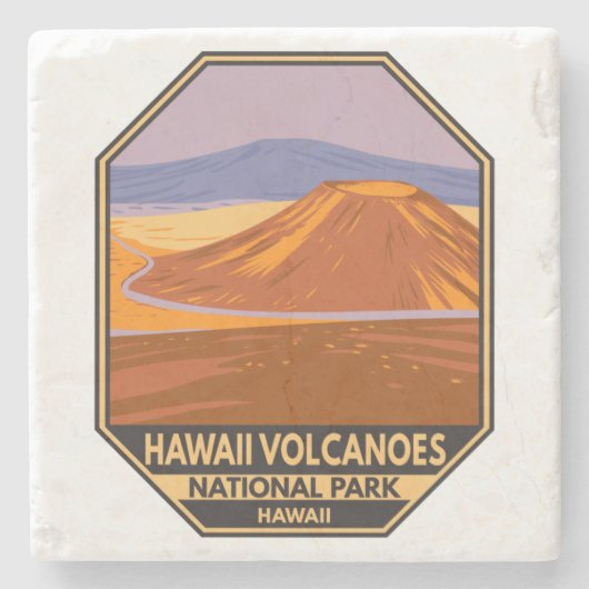 ハワイ火山国立公園マウナケアヴィンテージ ストーンコースター (正面)