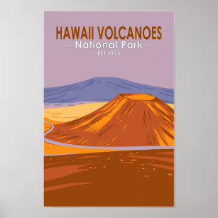 ハワイ火山国立公園マウナケアヴィンテージ ポスター