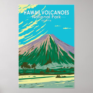 ハワイ火山国立公園マウナロアヴィンテージ ポスター