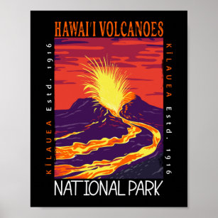 ハワイ火山国立公園動揺してヴィンテージ ポスター