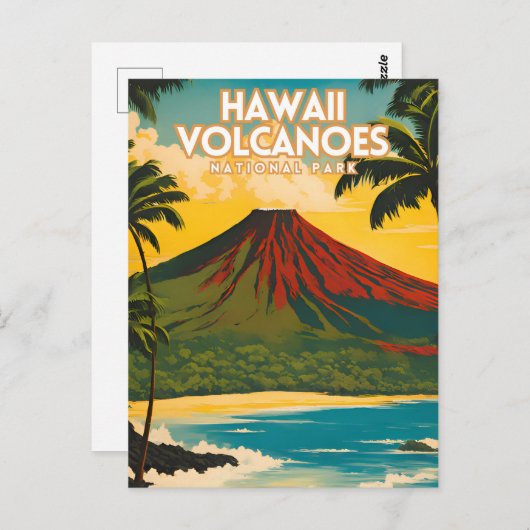 ハワイ火山国立公園旅行ポスター ポストカード (正面/裏面)