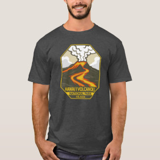 ハワイ火山国立公園 キラウェア レトロエンブレム Tシャツ