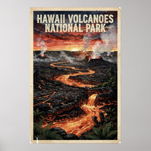 ハワイ火山国立公園 ビンテージ トラベル ポスター