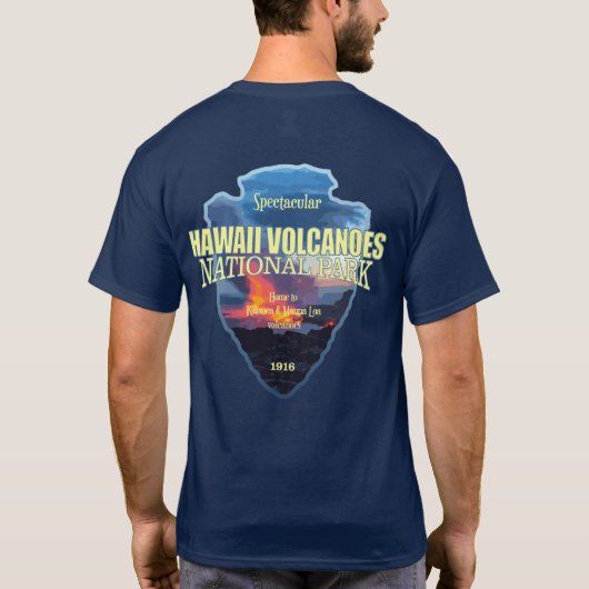 ハワイ火山（矢印） Tシャツ (裏面)
