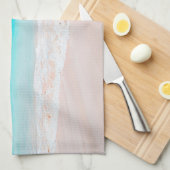 ハワイ熱帯ビーチピースラブサンディ足スクリプト キッチンタオル (四つ折り)