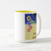 ハワイ熱帯ビーチレトロヴィンテージ旅行ポスター ツートーンマグカップ (正面右)