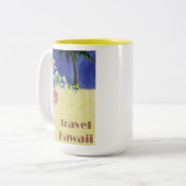 ハワイ熱帯ビーチレトロヴィンテージ旅行ポスター ツートーンマグカップ (正面左)