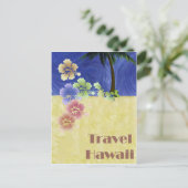 ハワイ熱帯ビーチレトロヴィンテージ旅行ポスター ポストカード (スタンド正面)