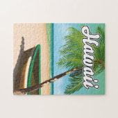 ハワイ熱帯ビーチ旅行ポスター ジグソーパズル (横)