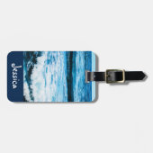 ハワイ熱帯ブルー海波写真名前をカスタムする ラゲッジタグ (正面横)