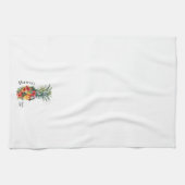 ハワイ熱帯産パイナップル花と家族名 キッチンタオル (横)