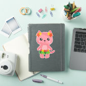 ハワイ猫,かわいい猫,ピンク猫,花,ルアウ(ハワイ式宴会) シール (iPadカバー)