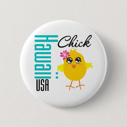 ハワイ米国のひよこ 缶バッジ (正面)