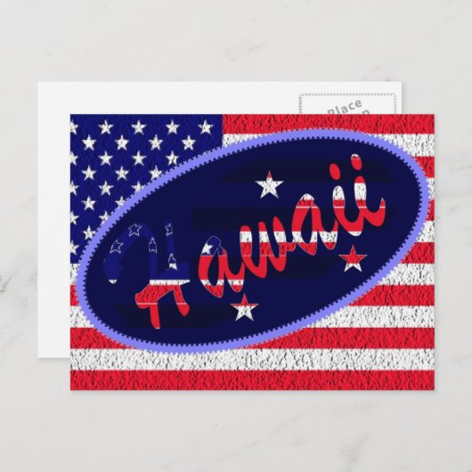 ハワイ米国国旗 ポストカード (正面/裏面)