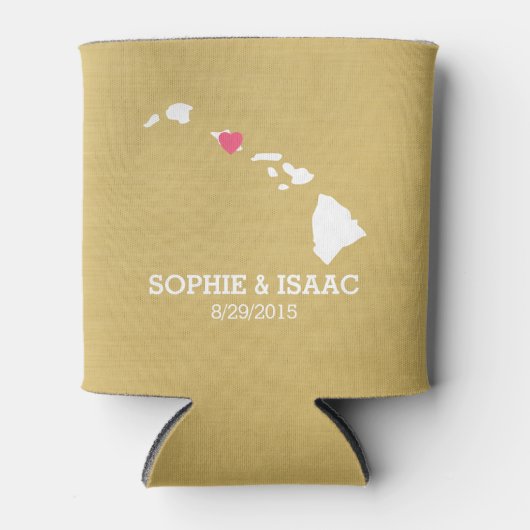 ハワイ結婚の地図とビールの冷保冷冷 缶クーラー (正面)