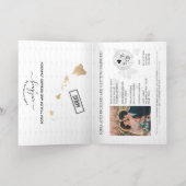 ハワイ結婚の目的地金ゴールド世界地図パスポート 箔グリーティングカード (内側レイダウン)