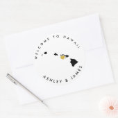 ハワイ結婚ウェルカムステッカーのトリートボックスバッグ ラウンドシール (封筒)