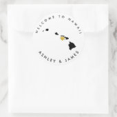 ハワイ結婚ウェルカムステッカーのトリートボックスバッグ ラウンドシール (バッグ)