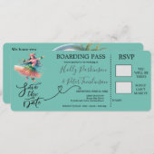 ハワイ結婚搭乗券 招待状 (正面/裏面)