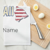 ハワイ統一された州レトロ州マップUSAお土産 キッチンタオル (四つ折り)