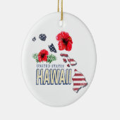 ハワイ統一された州レトロ州マップUSAお土産 セラミックオーナメント (右)