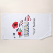 ハワイ統一された州レトロ州マップUSAお土産 ビーチタオル (正面)