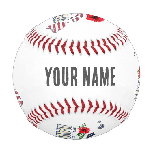 ハワイ統一された州レトロ州マップUSAお土産 野球ボール (裏面)