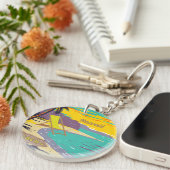 ハワイ絵画のカラフル夏ビーチ休暇ギフト キーホルダー (正面右)