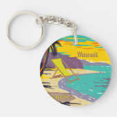 ハワイ絵画のカラフル夏ビーチ休暇ギフト キーホルダー (正面)