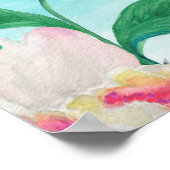 ハワイ絵画の水彩のシームレスパターン ポスター (角)