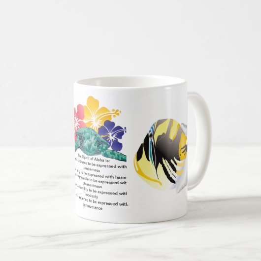 ハワイ花沼ベイアロハフムヌクヌクアプア コーヒーマグカップ (正面右)