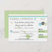 ハワイ行きの搭乗券の出欠確認返信 招待状 (正面/裏面)