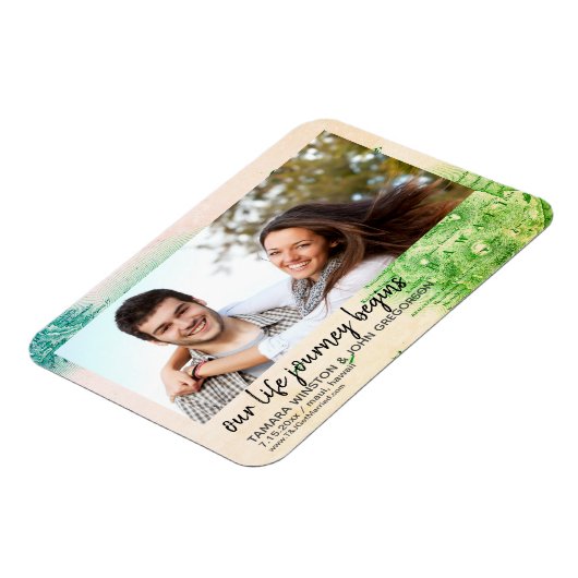 ハワイ行き先ウェディング日の写救真地図 マグネット (左側)