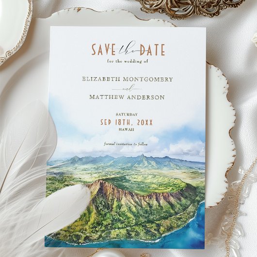 ハワイ行き先結婚式の日付を保存 招待状