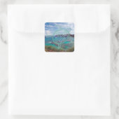 ハワイ諸島とオアフウミガメ スクエアシール (バッグ)