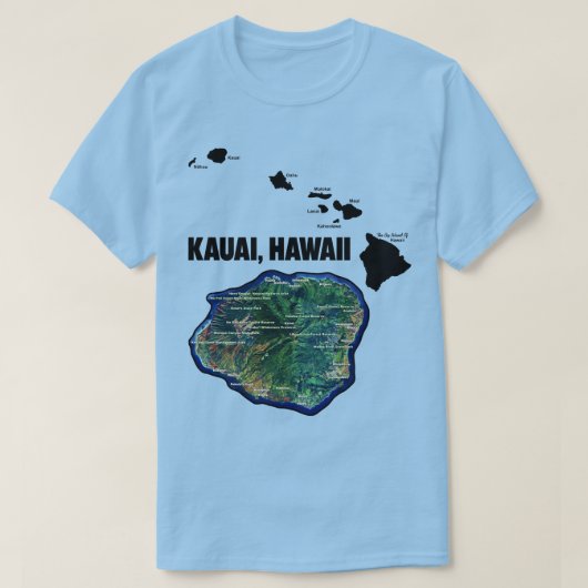 ハワイ諸島のカワイ島 Tシャツ (デザイン正面)