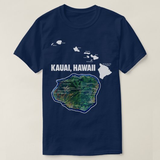 ハワイ諸島のカワイ島 Tシャツ (デザイン正面)