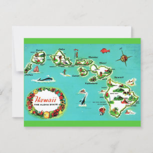 ハワイ諸島の地図のポストカード ポストカード