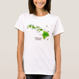 ハワイ諸島の手描き地図Tシャツ Tシャツ
