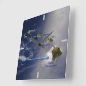 ハワイ諸島の眺め スクエア壁時計 (傾斜)