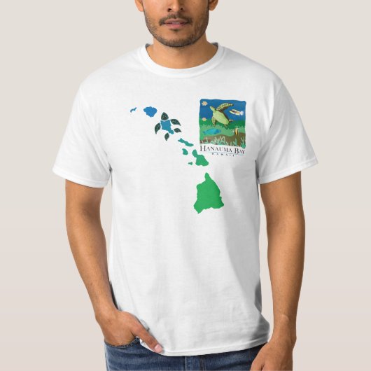 ハワイ諸島チェーン – 花馬湾オアフウミガメ Tシャツ (正面)