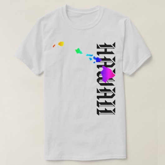 ハワイ諸島ネオンレインボー Tシャツ (デザイン正面)