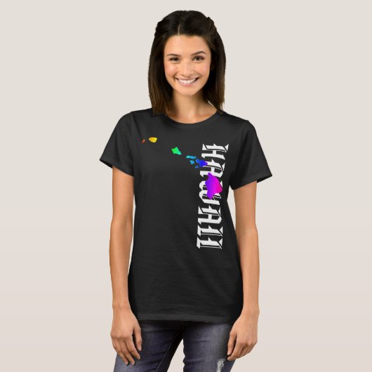 ハワイ諸島ネオンレインボー Tシャツ (正面フル)