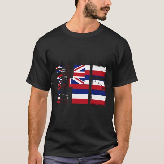 ハワイ諸島ハワイ国旗の地図ハワイ州バカティ Tシャツ (正面)
