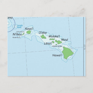ハワイ諸島地図 ポストカード