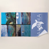 ハワイ諸島花馬湾アロハカメ ビーチタオル (正面)