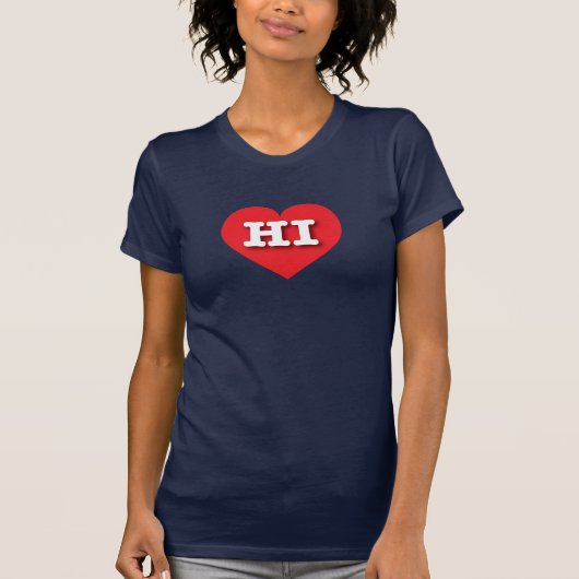 ハワイ赤いハート- I love HI Tシャツ (正面)